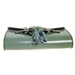 Pre Owned Gucci Green Patent Leather Emily Chain Shoulder Bag