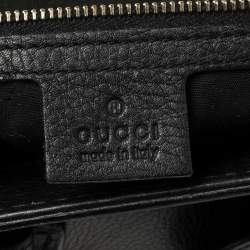 مملوكة مسبقًا Gucci Black Leather Heritage Web Boston Bag