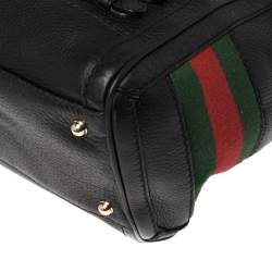 مملوكة مسبقًا Gucci Black Leather Heritage Web Boston Bag