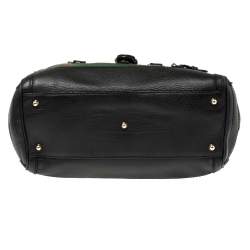 مملوكة مسبقًا Gucci Black Leather Heritage Web Boston Bag