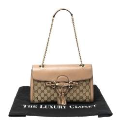 مملوكة مسبقًا Gucci Beige GG Canvas and Leather Medium Emily Chain Shoulder Bag