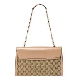 مملوكة مسبقًا Gucci Beige GG Canvas and Leather Medium Emily Chain Shoulder Bag