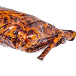 Pre Owned Gucci Brown Leopard Print Patent Leather Large Hysteria Clutch