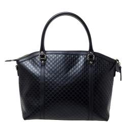 مملوكة مسبقًا Gucci Black Microguccissima Leather Large Dome Satchel