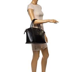 مملوكة مسبقًا Gucci Black Microguccissima Leather Large Dome Satchel