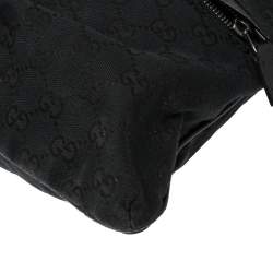 Pre Owned Gucci Black GG Canvas Web Messenger Bag