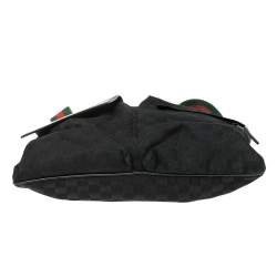 Pre Owned Gucci Black GG Canvas Web Messenger Bag