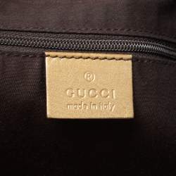 Pre Owned Gucci Gold GG Crystal Canvas and Leather D Ring Hobo