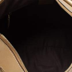 Pre Owned Gucci Gold GG Crystal Canvas and Leather D Ring Hobo