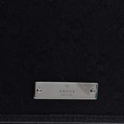 مملوكة مسبقًا محفظة بطاقات غوتشي كانفاس جي جي أسود بقلاب