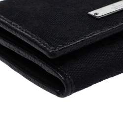 مملوكة مسبقًا محفظة بطاقات غوتشي كانفاس جي جي أسود بقلاب