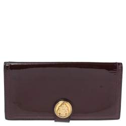 مملوكة مسبقًا محفظة غوتشي هيستريا جلد عنابي لامع بقلاب