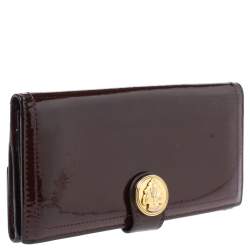 مملوكة مسبقًا محفظة غوتشي هيستريا جلد عنابي لامع بقلاب