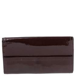 مملوكة مسبقًا محفظة غوتشي هيستريا جلد عنابي لامع بقلاب