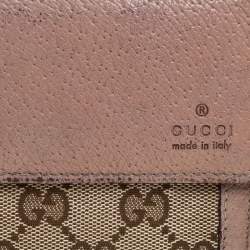 Pre Owned Gucci Nude/Beige GG Canvas and Leather Bree Original Continental Wallet