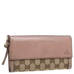 Pre Owned Gucci Nude/Beige GG Canvas and Leather Bree Original Continental Wallet
