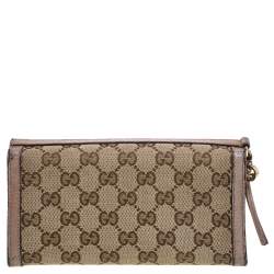 Pre Owned Gucci Nude/Beige GG Canvas and Leather Bree Original Continental Wallet