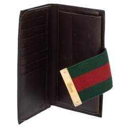 مملوكة مسبقًا Gucci Brown/Beige GG Canvas and Leather Web Continental Wallet