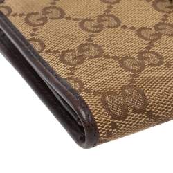 مملوكة مسبقًا Gucci Brown/Beige GG Canvas and Leather Web Continental Wallet