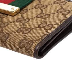 مملوكة مسبقًا Gucci Brown/Beige GG Canvas and Leather Web Continental Wallet