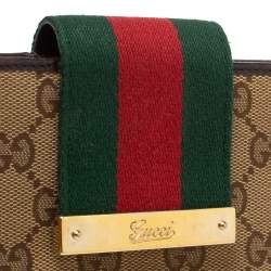 مملوكة مسبقًا Gucci Brown/Beige GG Canvas and Leather Web Continental Wallet