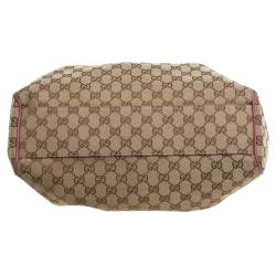 مملوكة مسبقًا Gucci Beige/Pink GG Canvas and Leather Medium Sukey Tote