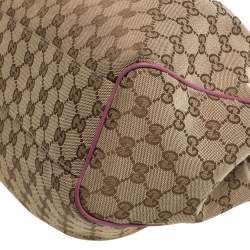 مملوكة مسبقًا Gucci Beige/Pink GG Canvas and Leather Medium Sukey Tote