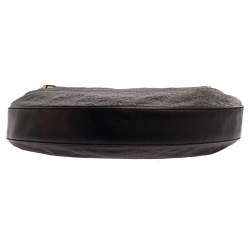 Pre Owned Gucci Black Guccissima Leather Bamboo Ring Hobo