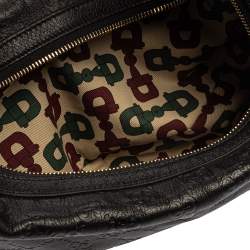 Pre Owned Gucci Black Guccissima Leather Bamboo Ring Hobo