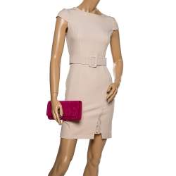 Pre Owned حقيبة كلتش غوتشي قفل كريستال جي جي برودواي سويدي وردية