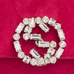 Pre Owned حقيبة كلتش غوتشي قفل كريستال جي جي برودواي سويدي وردية