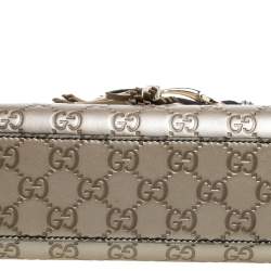 Pre Owned Gucci Metallic Beige Guccissima Leather Medium Emily Shoulder Bag
