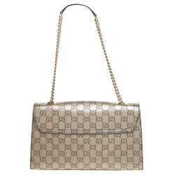 Pre Owned Gucci Metallic Beige Guccissima Leather Medium Emily Shoulder Bag