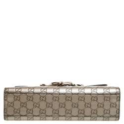 Pre Owned Gucci Metallic Beige Guccissima Leather Medium Emily Shoulder Bag