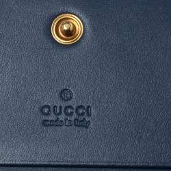 Pre Owned Gucci Blue Marmont GG Denim Limited Edition Pearl Flap Wallet