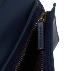 Pre Owned Gucci Blue Marmont GG Denim Limited Edition Pearl Flap Wallet