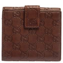 Pre Owned محفظة غوتشي فرنش شعار جي جي جلد غوتشيسيما بنية