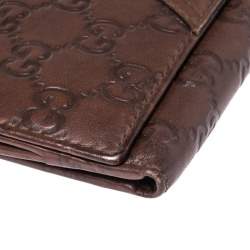 Pre Owned محفظة غوتشي فرنش شعار جي جي جلد غوتشيسيما بنية