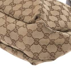 Pre Owned Gucci Beige/Brown GG Canvas and Leather New Ladies Web Hobo