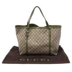مملوكة مسبقًا Gucci Green/Beige GG Supreme Canvas and Leather Medium Nice Tote