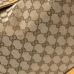 Pre Owned Gucci Beige/Yellow GG Canvas and Leather Bamboo Diana Shoulder Bag