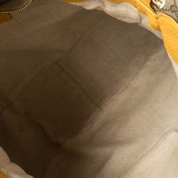 Pre Owned Gucci Beige/Yellow GG Canvas and Leather Bamboo Diana Shoulder Bag