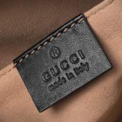 Pre Owned Gucci Black Matelassé Leather GG Marmont Belt Bag