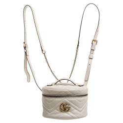 Gucci Cream Leather GG Marmont Vanity Case Backpack Gucci TLC