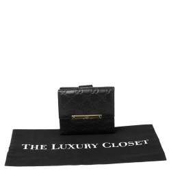 Pre Owned Gucci Black Guccissima Leather French Flap Wallet
