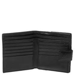 Pre Owned Gucci Black Guccissima Leather French Flap Wallet