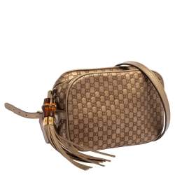 مملوكة مسبقًا Gucci Metallic Beige Micro Guccissima Leather Camera Crossbody Bag