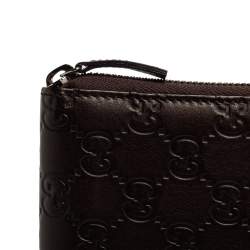 Pre Owned Gucci Brown Guccissima Leather Zip Around Organizer Wallet