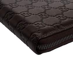 Pre Owned Gucci Brown Guccissima Leather Zip Around Organizer Wallet