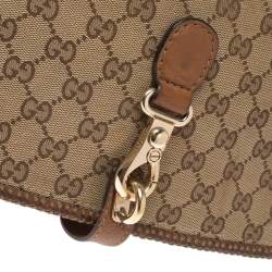 Pre Owned Gucci Beige/Brown GG Canvas and Leather Medium Marrakech Tassel Messenger Bag